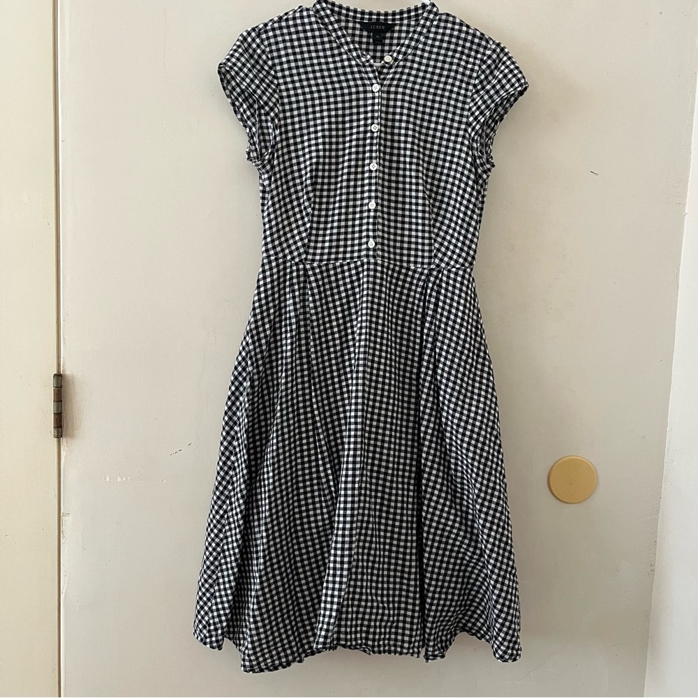 J crew | cotton gingham a line dress with buttons